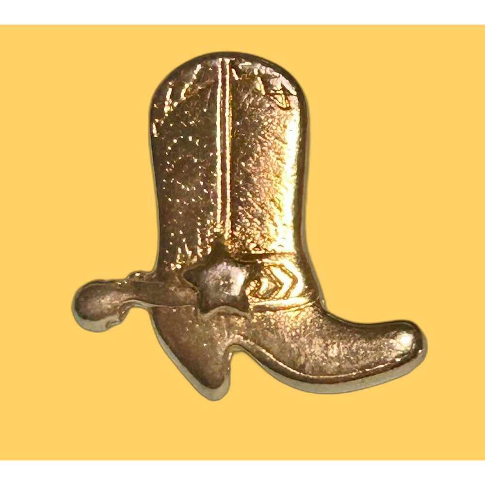 Western Cowboy Boot Gold Tone Tie Tack - Picture 1 of 3
